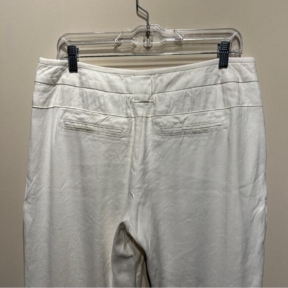 CAbi Off-White Linen Blend Wide Leg Mid-Rise Pants Slacks Trousers Size 10 - Picture 7 of 12